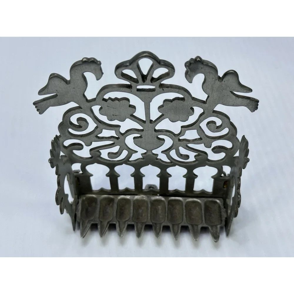 Vintage Pewter Museum Eretz Israel Hanukkah Menorah Tel Aviv Souvenir Judaica